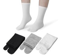 APLZGMG 3 Pairs Split Toe Flip Flop Socks, Elastic Cotton Tabi-Style Socks for Men & Women, Breathable Non-Slip Tabi Socks for Sandals, Geta or Ninja Slippers