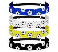 APLZGMG 4 Pieces Non-slip Soccer Headbands for Girls, Adjustable Soccer Headband Football Team Sport Hairbands Soccer Gear (Black, White, Yellow, Blue)