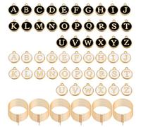 APLZGMG 60 Pcs Wine Glass Charms, 52 White & Black Letter Beads, Enamel Initial Charm Drink Markers for Stem Glasses, Wine Charm Ring Identifier for Thanksgiving Christmas Party Favors Decor