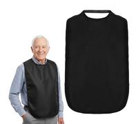 APLZGMG Double Layer Stretchable Adult Bibs, Waterproof Washable Clothing Protector, Reusable Adult Bibs for Eating, Feeding Bib for Men Women Elderly Senior, Father Gift (Black)