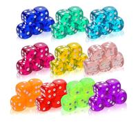 APLZGMG Pack of 50 18 mm Dice Colourful Set 6-Sided, D6 Dice with Round Corners, Play Dice Large Acrylic Dice Set for Dice Games, Table Games, Bar, KTV Party Tutoring (10 Colours)