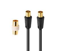 APM 408019 TV Cable Male/Male 9.52 mm + Female Adaptor 2 m Black