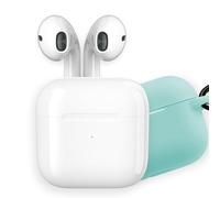 APM 600333 Wireless Bluetooth Headphones, Charging Box, Wireless Earphone, Stereo Sound, Bluetooth Headset, Turquoise Silicone Case, Compatible with PC Smartphone Tablet, White