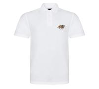 Apm Apparel Horse Racing Embroidered Mens Polo Shirt - Embroidery Racing Horses The Races Men's Polo (UK, Alpha, S, Regular, Regular, White)