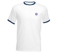 Apm Apparel Mod Target Laurel Wreath Embroidered Mens Ringer T Shirt Scooter Ska Mods Embroidery