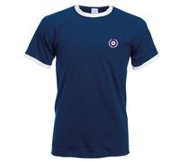 Apm Apparel Mod Target Laurel Wreath Embroidered Mens Ringer T Shirt Scooter Ska Mods Embroidery