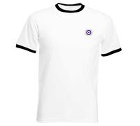 Apm Apparel Mod Target Laurel Wreath Embroidered Mens Ringer T Shirt Scooter Ska Mods Embroidery