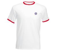 Apm Apparel Mod Target Laurel Wreath Embroidered Mens Ringer T Shirt Scooter Ska Mods Embroidery