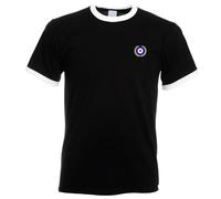 Apm Apparel Mod Target Laurel Wreath Embroidered Mens Ringer T Shirt Scooter Ska Mods Embroidery