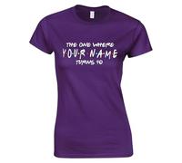 Apm Apparel Personalised 40th Birthday Party Ladies T Shirt -The One Where I Turn 40 Womens T Shirt - Birthday Funny T Shirt Celebrations Gift Happy Birthday (UK, Alpha, XL, Regular, Regular, Purple)