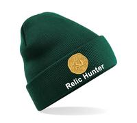 Apm Apparel Relic Hunter Metal Detector Detectorist Embroidered Beanie Hat, Bob Hat Gold Coin Metal Detecting Embroidery (UK, Alpha, One Size, Green)