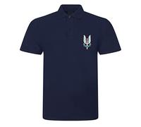 Apm Apparel SAS Special Air Service Who Dares Wins Flaming Blue Dagger Insignia Embroidered Mens Polo Shirt British Army Military Embroidery (UK, Alpha, XL, Regular, Regular, Navy)