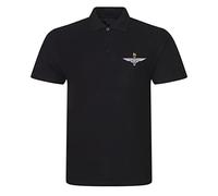 Apm Apparel The Parachute Regiment Paratrooper Paras Insignia Mens Embroidered Polo Shirt British Army Military Embroidery (UK, Alpha, M, Regular, Regular, Black)