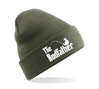 Apm Apparel The Rodfather Fishing Embroidered Beanie Hat - Mens Fishing Beanie Bob Hat Fisherman Embroidery - 9 Colours Available (UK, Alpha, One Size, Olive)