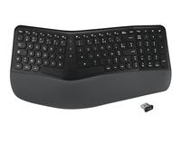 APM Ergonomic Wireless Keyboard, 2.4 GHz Receiver, Integrated Wrist Rest, French AZERTY Keyboard, Two Part Design, Compatible with PC Mac Laptop, 100043