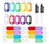 APMGONT 36 PCS Key Tags with Labels, Key Fobs with Split Rings for Keys, Robust Tags for Labelling Keys with Exchangeable Labels Fine Point Body Ink Pen for Luggage, Pet Name and Office Keye Label