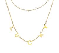 APMGONT Alphabet Necklace Gold, Stainless Steel Letter Necklace, Gold Personalize Letters Necklace, Adjustable Simple Letter Necklace Gold with LOVE DEAR MAMA LUCKY for Women Girls (D)