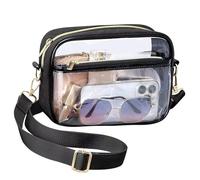 APMGONT Clear Crossbody Bag, Stadium Approved Transparent Bag, Shoulder Bag for Women Men, Adjustable Strap Messenger Bags for Sports, Travel, Beach, Events, Concerts Bag (black)