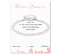 APMGONT Crystal Bracelet for women 3mm Chakra Gemstone Adjustable Bracelet For Friend Healing Beads Bracelet Yoga Stone Beads Bracelets For Women Or Men Jewelry Gift (Rose Quartz)