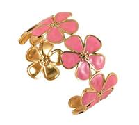 APMGONT Gold Cuff Bangle Bracelet Stainless Steel Flowers Cuff Bracelet Bangle Gold Wide Bracelets for Women Golden Open Cuff Bangles (Pink)