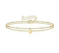 APMGONT Initial Heart Bracelet for Women, Gold Initial A-Z Letter Bracelet, Adjustable Layered Bracelets, Gift for Christmas, Thanksgiving, Valentine's Day, Mother's Day, Birthday, 6.3+2inch (Q)