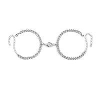 APMGONT Matching Magnetic Cuban Chain Bracelets, Stainless Steel Hand In Hand Mutual Couple Attraction Bracelets Men Women Silver Link Chain Bracelets Valentine's Gift for Lover Friend (6mm*18cm)