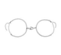 APMGONT Matching Magnetic Cuban Chain Bracelets, Stainless Steel Hand In Hand Mutual Couple Attraction Bracelets Men Women Silver Link Chain Bracelets Valentine's Gift for Lover Friend (4mm*16cm)