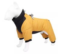 APMOE Dog Coats Waterproof with Legs and Harness Hole for Small Medium Large Dogs, Cold Weather Reflective Dog Jacket Vest for Puppy, Bichon Pomeranian Corgi Bulldog(Medium, Yellow)