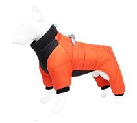 APMOE Dog Coats Waterproof with Legs and Harness Hole for Small Medium Large Dogs, Cold Weather Reflective Dog Jacket Vest for Puppy, Bichon Pomeranian Corgi Bulldog(Medium,Orange)