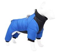 APMOE Dog Winter Coat with Harness for Small Medium Large Dogs, Waterproof Fleece Cotton Warm Pet Jacket Costume for Cold Weather(Size:Small,Color:Blue)