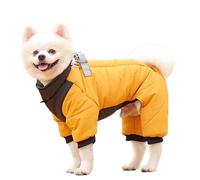 APMOE Winter Dog Warm Coat Waterproof with Legs and Harness D-Rings for Small Medium Large Dogs, Reflective Puppy Jacket Vest for Cold Weather(Size:X-Large,Color:Yellow)