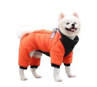 APMOE Winter Dog Warm Coat Waterproof with Legs and Harness D-Rings for Small Medium Large Dogs, Reflective Puppy Jacket Vest for Cold Weather(Size:Medium,Color:Orange)