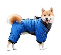 APMOE Winter Dog Warm Coat Waterproof with Legs and Harness D-Rings for Small Medium Large Dogs, Reflective Puppy Jacket Vest for Cold Weather(Size:Medium,Color:Blue)