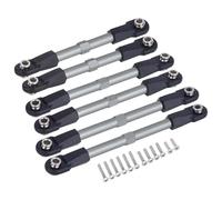 APMXQWIL Compatible With Traxxas BL-2S For Slash 4x4 4WD 1/10 RC Car Upgrade Parts Aluminum Adjustable Rod Link Steering Links 6Pcs RC Car Parts(Grey)