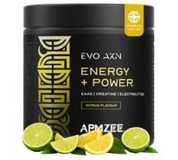 APMZEE EVO AXN Pre & Intra Workout Powder - Citrus 330g (~30 Servings) | Creatine Monohydrate + Full EAAs + Electrolytes | Natural Colours | Boosts Strength, Hydration | UK-Made