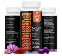 APMZEE Sleep Gummies for Adults 60 x Mixed Berry Flavour | Night Time Gummies with Triple Botanical Calm Complex with 90mg Saffron Extract, Lemon Balm & Chamomile | Natural, Vegan & Sugar Free