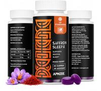 APMZEE Sleep Gummies for Adults - Natural, Vegan & Sugar Free Pack of 60 | Mixed Berry flavour night time gummies with Triple Botanical Calm Complex - Saffron Extract, Lemon Balm & Chamomile