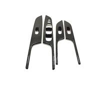 APNPCENEHZ Door Trim Panel Car Accessories Auto Door Window Glass Lift Control Switch Panel Cover Trim ABS Carbon Chrome for Navara NP300 2017 2018 2019(ABS Carbon)