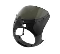 APNWVFO Headlight Guard Cover Universal Motorcycle 7inch Round Headlight Fairing Screen For Cafe Racer Retro Style Handlebar Fairing Windshield Cover(Gloss BLK Smoke Lens)