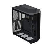 APNX V1 Dual-Chamber ATX Mid-Tower Airflow PC Case, Panoramic Glass Panels, 10 Fan Slots, 360mm Radiator Support, Front Angular Intake 16cmx2 Fan Bracket, GPU Mount, Cable Management, Type-C, Black