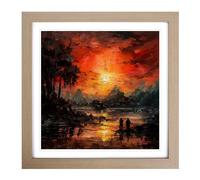 Apocalypse Now Palette Knife Painting Framed Print | 18x18 Inch Oak Framed Wall Art | Ready to Hang | Modern Historical Picture | Living Room Bedroom Lounge Office