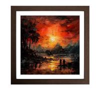 Apocalypse Now Palette Knife Painting Framed Print | 18x18 Inch Walnut Framed Wall Art | Ready to Hang | Modern Historical Picture | Living Room Bedroom Lounge Office