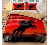 Apocalyptic Cowboy Duvet Cover Wild West Storm Rider Bedding Set - 3D Printed Microfiber Quilt Cover for Western Themed Bedroom Decor (style4,Double200x200cm+50x75cm*2)
