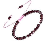 Apocalyptic-K 5A Grade Garnet Anklet&925 Sterling Silver, │4MM│9.5-12.5 in│，Natural Stone, Hand Woven (Size Adjustable) (Garnet&925 Sterling Silver-3.5MM)