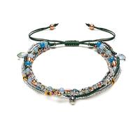 Apocalyptic-K Hand-Woven Stone Bracelet with 925 Sterling Silver/18K Gold, Size Adjustable,4MM (Bohemian Style)