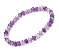 Apocalyptic-K Ladies 925 Sterling Silver Stone Bracelet, 3-4-6mm, 7.1in（18cm）, Natural Tourmaline, Obsidian, Spinel Beaded Bracelet, Individuality, Fashion (4MM, Purple Star Stone)