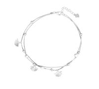 Apocalyptic-K Ladies' Ankle Bracelet，925 Sterling Silver Double Chain Anklet, 20+5cm Extension, Simple Style