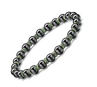 Apocalyptic-K Magnetic Hematite Bracelet,6/8MM,Magnetic Bracelet with Rhinestones,Antistatic,Eliminate static electricity, (Green Rhinestones)
