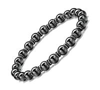 Apocalyptic-K Magnetic Hematite Bracelet,6/8MM,Magnetic Bracelet with Rhinestones,Antistatic,Eliminate static electricity, (Black Rhinestones,6MM)