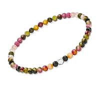 Apocalyptic-K Natural Rhombic Stone Bracelet with 925 Sterling Silver，3-4MM，Natural Tourmaline,Obsidian，Spinel Beaded Bracelet,Individuality, Fashion Gift (4MM, Tourmaline)